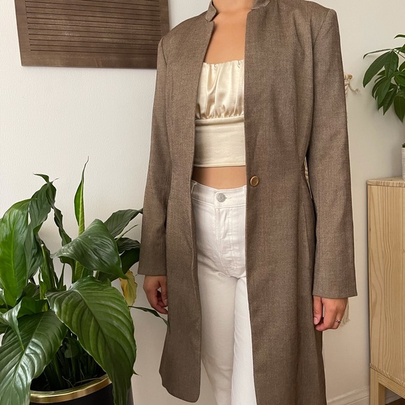 Vintage Tan Brown Coat Blazer Max Studio - Picture 2 of 9